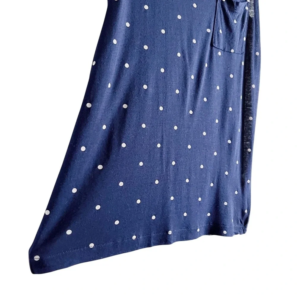 J.Crew Women Small‎ Linen Scoop Neck Tank Top in Navy White Polka Dots